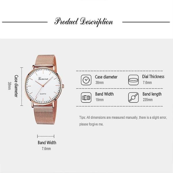 Bästsäljare Geneva Mode Quartz Klocka Herr Dam Mesh Rostfritt Stål Armband