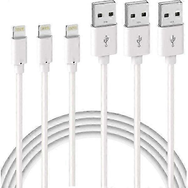 3-pakning 2 m iPhone-ladekabel, USB til Lightning-kabel, iPhone-kabel kompatibel med iPhone hvit-lingling}