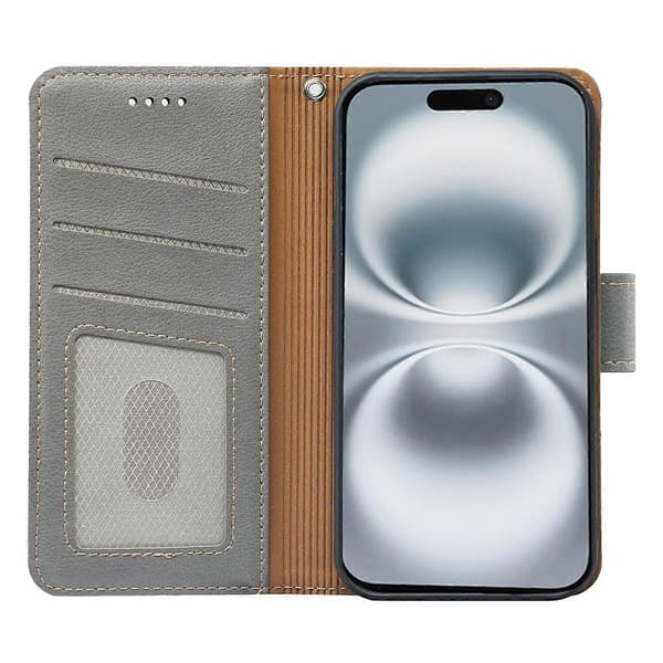 Kompatibel med iPhone 17 Fodral RFID-blockerande Plånbok Läderfodral med Litchi-textur Magnetlås-lingling} Grey Grey