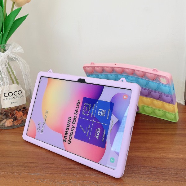 Pop Fidget Toy Case för Samsung Galaxy Tab Push Bubble Protective Shockproof Cover Lila T515-T510 10.1