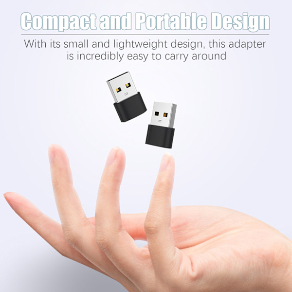2-pakning USB-C til USB-adaptere for dataoverføring og lading. Svart