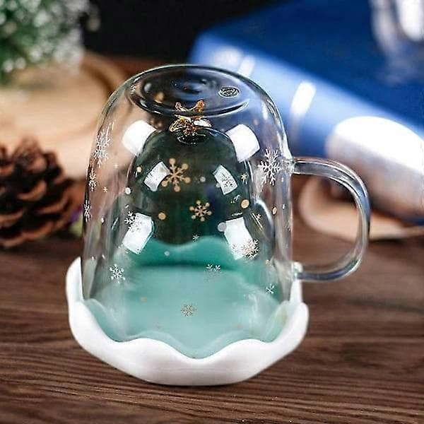 Julönskekopp Ins Tecknad Dubbelväggig Kopp Med Lock Vattenkopp Hem Dubbelväggig Glas Kopp-lingling}
