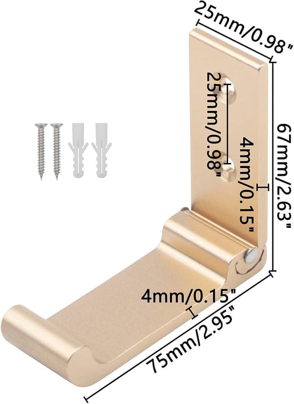 Vikbara väggmonterade klädkrokar/hängare för kläder och handdukar, 5-pack (guld). gold