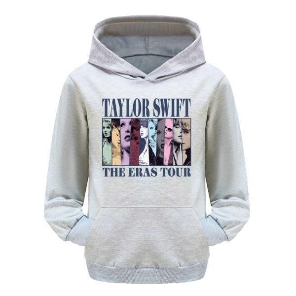 3-16 år Barn Pop Taylor Swift The Eras Tour Printed hoodie Flickor Pojkar Huvtröja Pullover Toppar Grå 11-12T 150CM