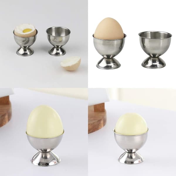 egg, eggstativ i rustfritt stål, eggbrett, eggeglass, and