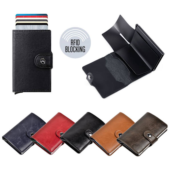 RFID-protected card holder with ejector and button Black black