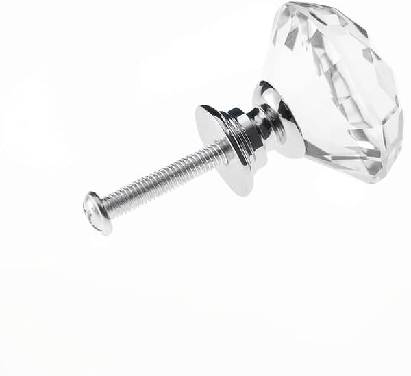 8 diamantformede glasknopper (gennemsigtig/sølv)