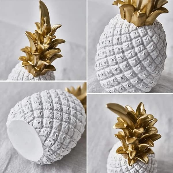 Dekorativ ananas heminredning, hartsmaterial (liten, guld)