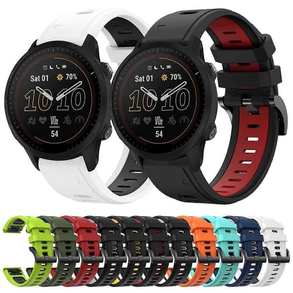 Silikoninen kellon ranneke Garmin Forerunner 955 -linglingille} Black White