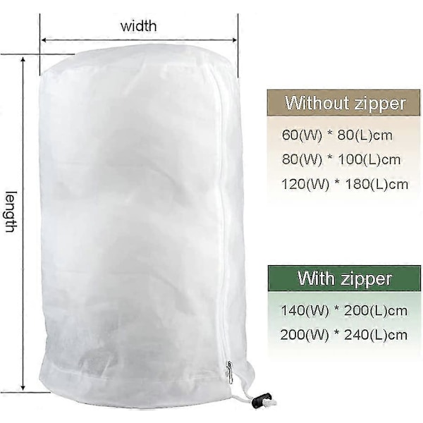 Varme 2025 Frostsikre poser for planter, gjenbrukbare plantebeskyttelsesposer med snøring, hagefleeceposer vinterhvit White M-80x100cm