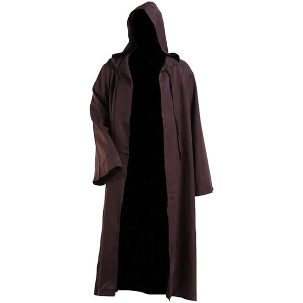 Herr Barn Tunika Hooded Robe Kappa Riddare Cosplay Kostym Wizard Vampire Robe Kappa Cape Monk Fancy Halloween 7 XXL