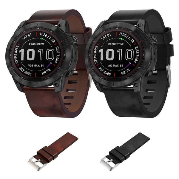 Läderarmband för Garmin Fenix 7X-lingling} Brown