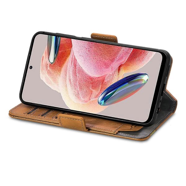 Kompatibel med HMD Pulse Pro telefoncovers PU læder cover stativ med RFID-blokerende pung-lingling} Multicolor Light Brown