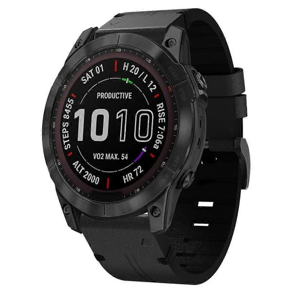 Nahkainen kellon ranneke Garmin Fenix 7X -lingling -kelloon Black