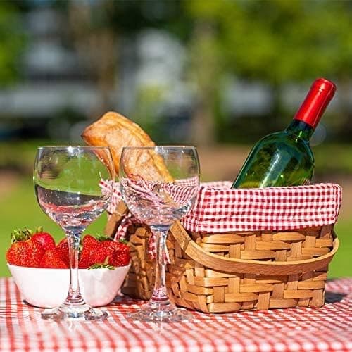 Picnic dugsæt i fire dele, rød og hvid ternet dug, plastikmateriale, engangsdug til fest, ternet dug.
