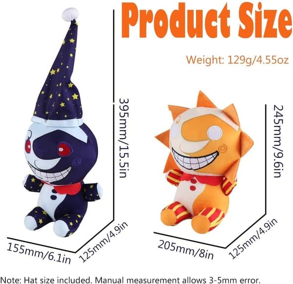 25cm Sundrop ja Moondrop FNAF Safety Defect Pehmoklovnilelu