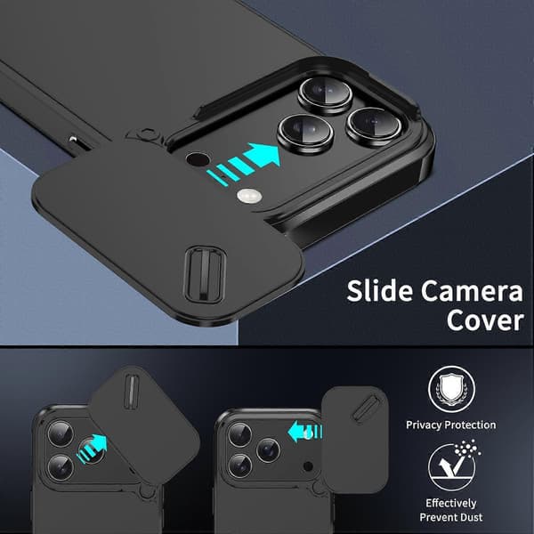 TPU + PC Telefondeksel Kompatibelt med iPhone 17 Pro-lingling} Black iPhone 17 Pro Max
