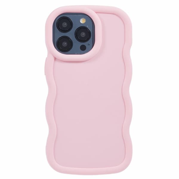 Kompatibel med iPhone 13 Pro Max mobilskal, vågig ljusrosa 31