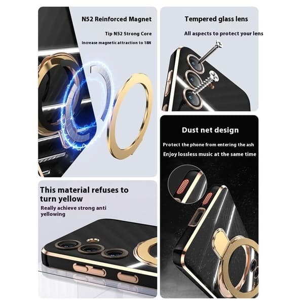 Kompatibel med Samsung S25 Guldring Skyddsfodral - Vit Vit white