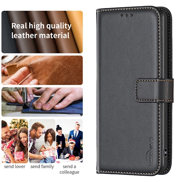 Heta 2025 iPhone 15 Pro BINFEN COLOR Präglat Plånboksfodral - Svart Black Svart