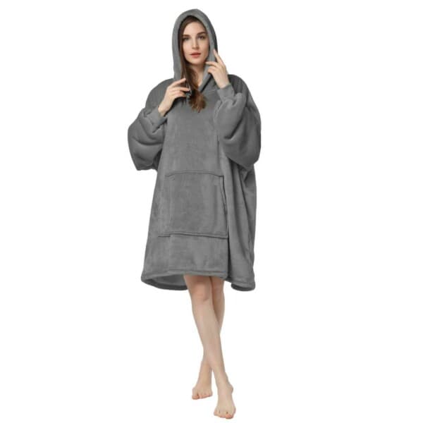 Hætteplaid - Ekstra Stor Hætteplaid Snuggie Mørkegrå gray one size
