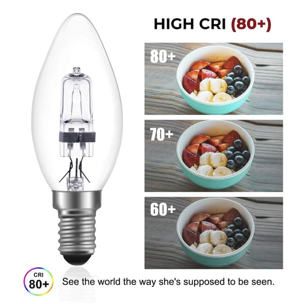 10-pack E14 18W dimbara halogenlampor, varmvitt ljus 2700K, dimbara lampor, C35 Edison skruvsockel.
