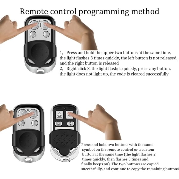 2 delar Universal Gate Fjärrkontroll Garagedörr Sändare 433,92MHz Nyckelkloning Universal Trådlös Fjärrkontroll Fob Bil 4 Knappar för Bil Garageport