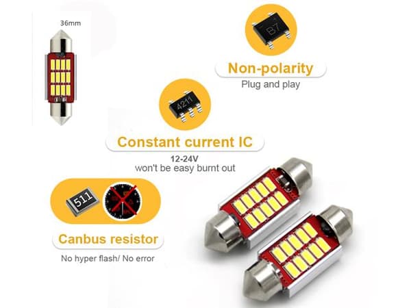 36mm Rød LED SV8.5 2-pakning 12V Röd red