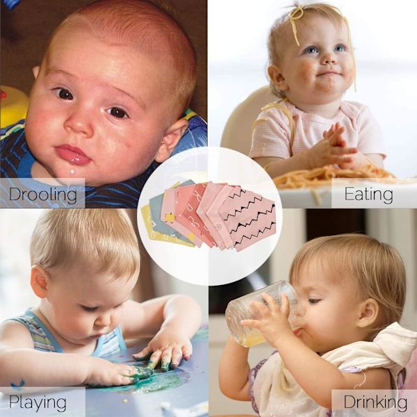 Triangulära babyhaklappar/dregelhaklappar, tillverkade av ren bomull, mjuka och absorberande, 8-pack.
