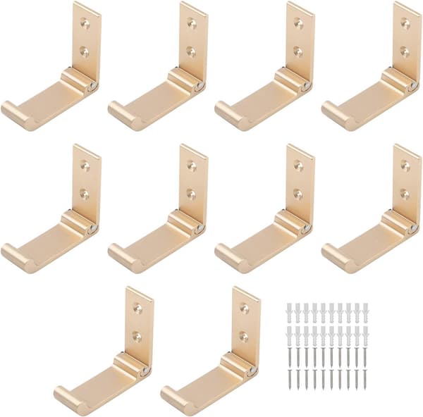 Vikbara väggmonterade klädkrokar/hängare för kläder och handdukar, 5-pack (guld). gold