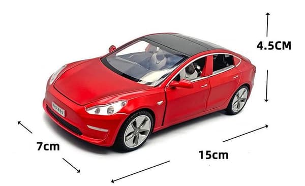 1:32 Tesla Model 3 lekebil i støpt legering med lys og lydeffekter, en barneleke og gave til gutter. Model 3 Red