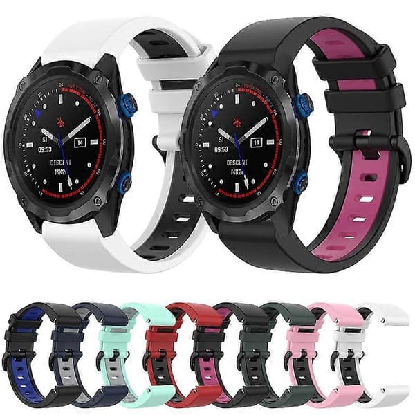 Silikone Urrem Til Garmin Descent MK2i-lingling} White Black
