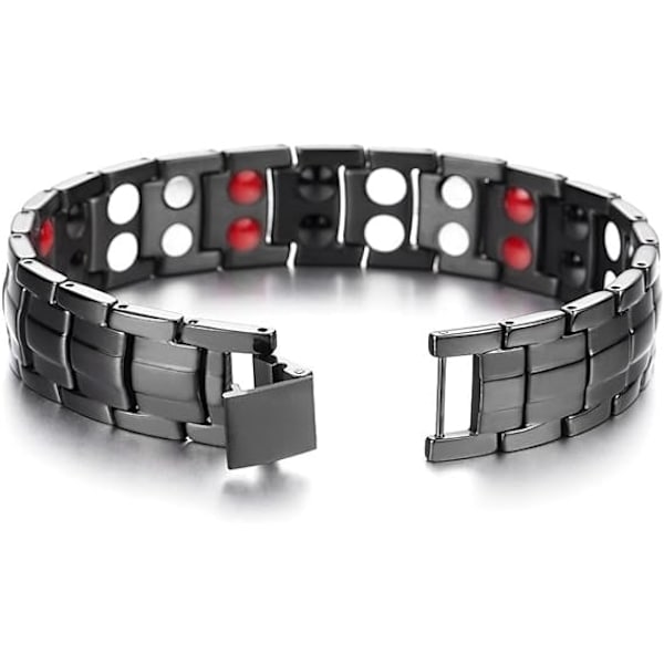 Påskrabatt! Högkvalitativ Raffinerad Stil - Magnetiskt Titanarmband för Män - Element med Germaniummagneter - Verktyg för att ta bort länkar ingår, Svart