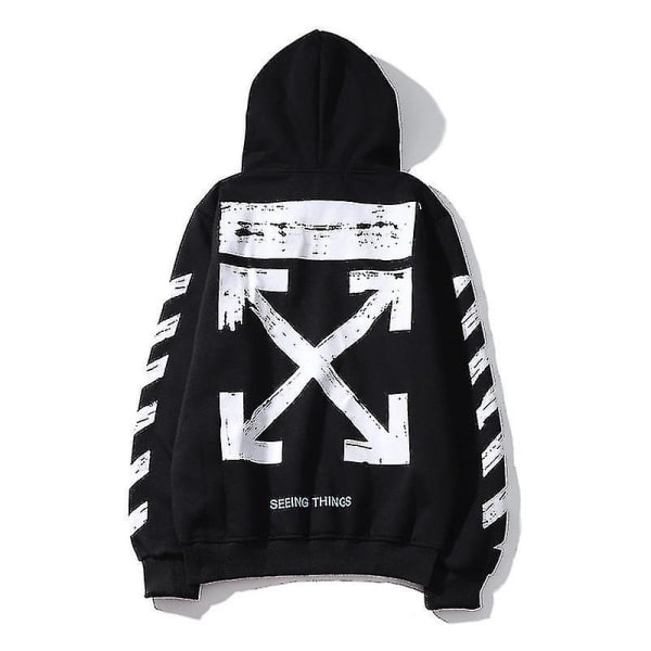 Ny produktkampanj! Högkvalitativ randig hoodie Retro Pilar Off-white hoodie jacka Svart 2XL