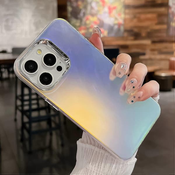 Kompatibel med iPhone 16 Pro Max Cover Silikone+PC IMD Laser Tekstur Mat Telefon Cover-lingling} Multicolor AK3