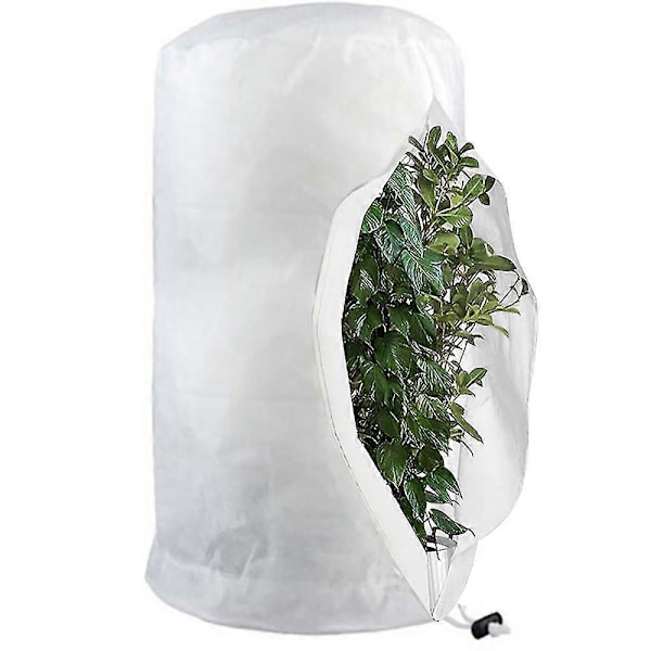 Varme 2025 Frostsikre poser for planter, gjenbrukbare plantebeskyttelsesposer med snøring, hagefleeceposer vinterhvit White M-80x100cm