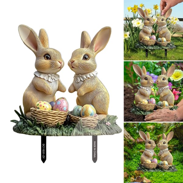 Værbestandig kanin-eggformet vippe, egnet for hagefester, laget av akryl, hagedekorasjon.