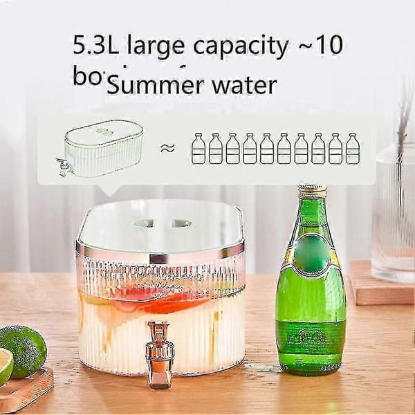 Køleskabsdrikkevaredispenser med hane og forseglet plastikvandtank, kølet drikkevaredispenser