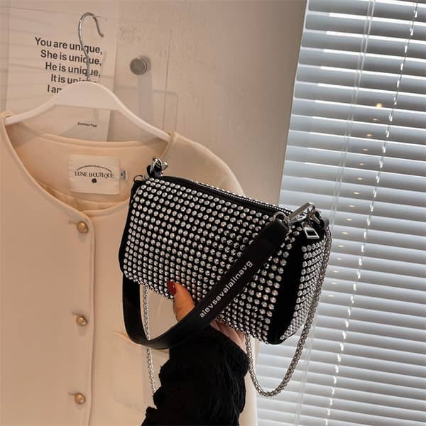 Teksturerede rhinstens tasker til kvinder, mode tasker, crossbody tasker, multifunktionelle kædetasker, skuldertasker og crossbody tasker