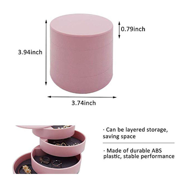 Four-layer storage box with rotating stand, accessory compartment, earrings, elastic bands and storage box for small items.
