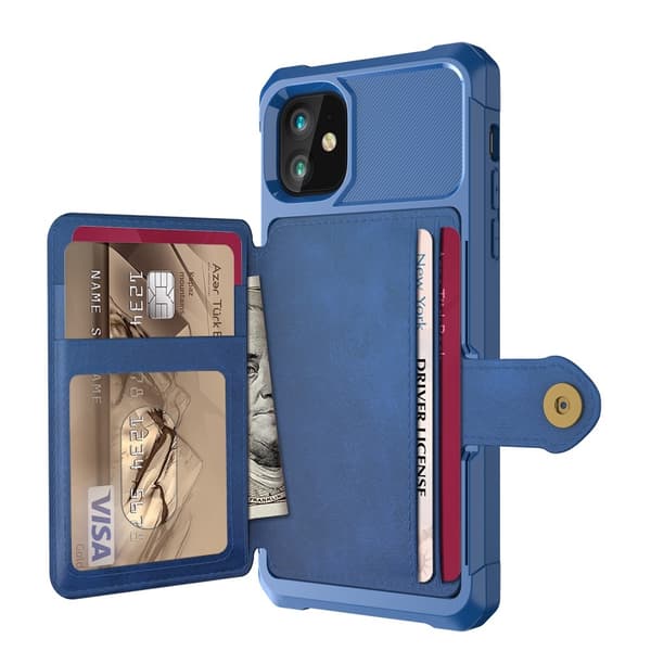 Kompatibel med iPhone 12 / 12 Pro - Mobilskal med magnetisk plånbok - Blå Blue Blå