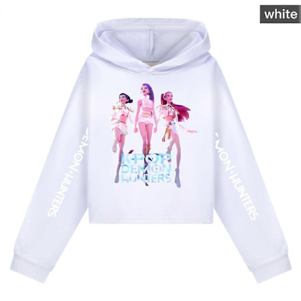 Jenters K-POP Devil Hunter Hettegenser Barn HUNTRX Genser Sweatshirt Pullover Hvit White 160cm