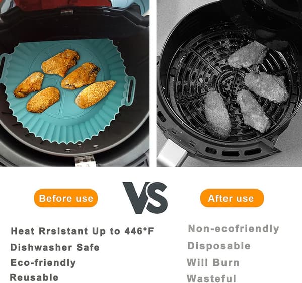 Silikonform för airfryer, varmluftsfritös, 2 återanvändbara non-stick formar 21,5 cm