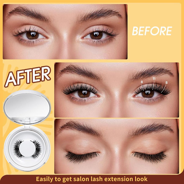 Magnetic False Eyelashes, Reusable, Natural Style, Includes Applicators, No Glue Required, Easy Magnetic False Eyelashes.