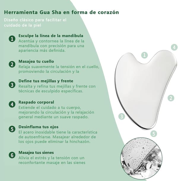 2 STK Gua Sha, Ansigts Gua Sha Værktøj, Rustfrit Stål Ansigts Gua Sha til Ansigts- og Kropsakupunkturterapi, Ideel til Krops-, Ansigts- og Halsmassage