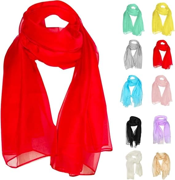 Chiffon sjaler, damesjaler og tørklæder, bløde og lette, elegant aftentøj, bryllupper, brudepiger, sjaler Red