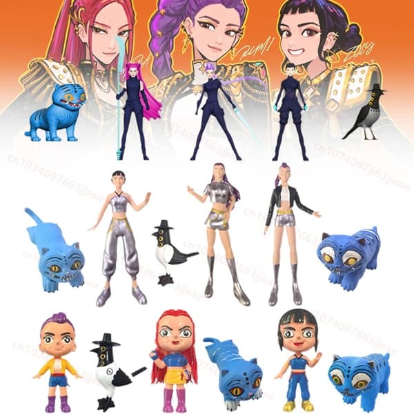 Het Anime Kpop Demon Hunters Figur Modell Leksak Tecknad Spel Periferiutrustning Skrivbordsdekoration Samlingsfigurer Modell Leksak För Barn Present 5pcs C