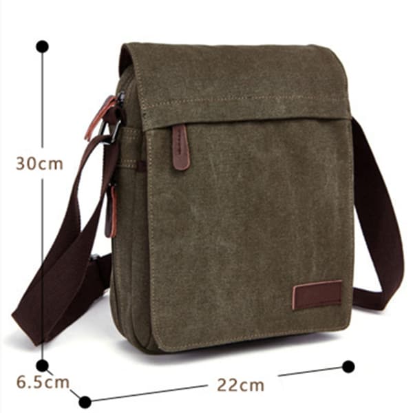 Crossbody-väska i canvas och läder Mörkgrön