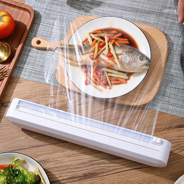 Plastfoliedispenser, plastfolieskärare, plastfilmsdispenser