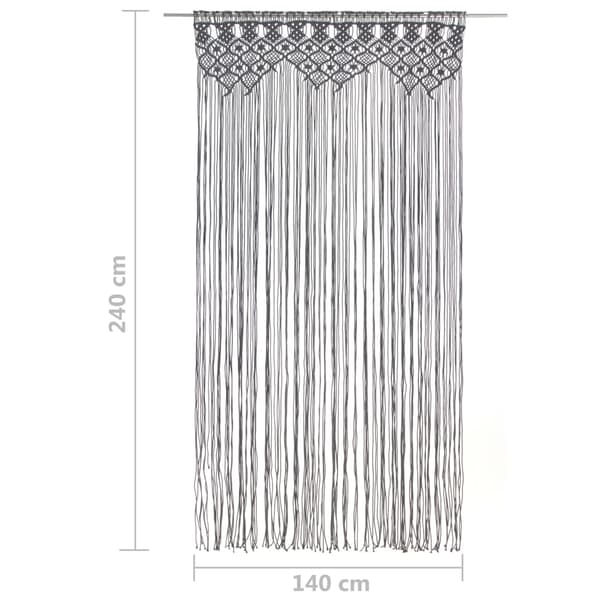 Gardiner med tofsar, kolgrå, 140x240 cm, bomull. Antracit silver